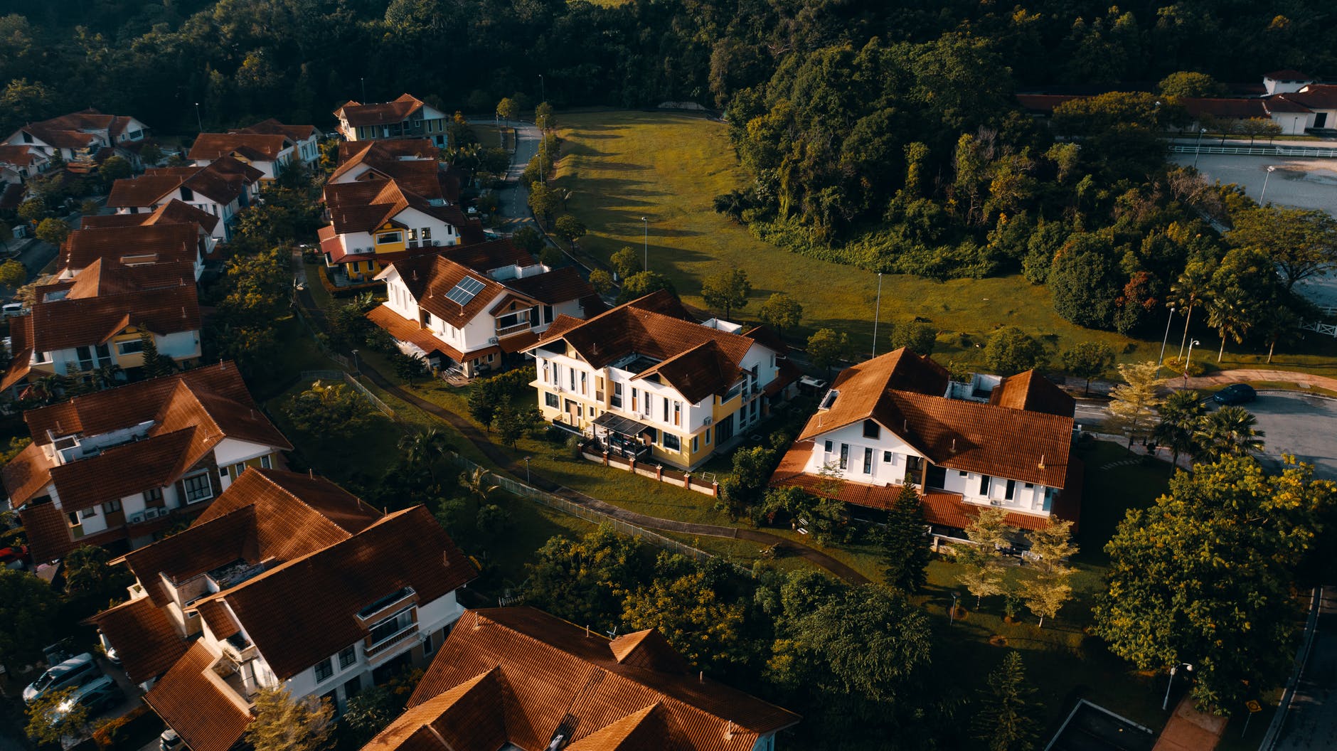 aerial view of village